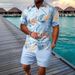 Men's Clothing Summer Shirt Casual Loose Short Sleeved Shorts Beach Suit 3D Printing_viptrois.com