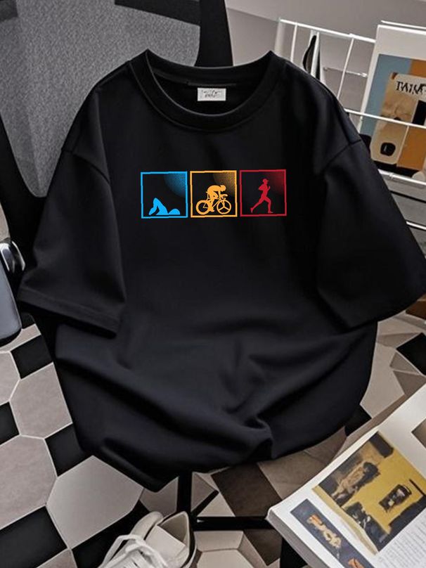 Retro Triathlon Swimming Cycling Running Athlete Collaboration Backpack Large Capacity Cute Foldable 3d Printing Slightly Designer Clothes Casual_viptrois.com