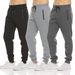 Men's Fleece-Lined Jogger Pants With Zipper Pockets, Slim Fit Tapered Athletic Pants For Gym & Running Black/Light Grey/Dark Grey/Navy_viptrois.com