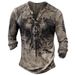 Printed Youth Cotton Regular Unhooded Large Slim Fit Collarless Casual Long Sleeve Men's T-shirt_viptrois.com
