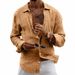Men's Spring Linen Long Sleeve Shirt, Casual Solid Color Lapel Lightweight Open Front Blouse, Versatile Breathable Relaxed Fit Shacket_viptrois.com