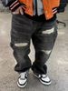 Underground Riot Jeans – Distressed Black Denim With Razor Slashes & DIY Patches (M-3XL, Charcoal Wash)_viptrois.com