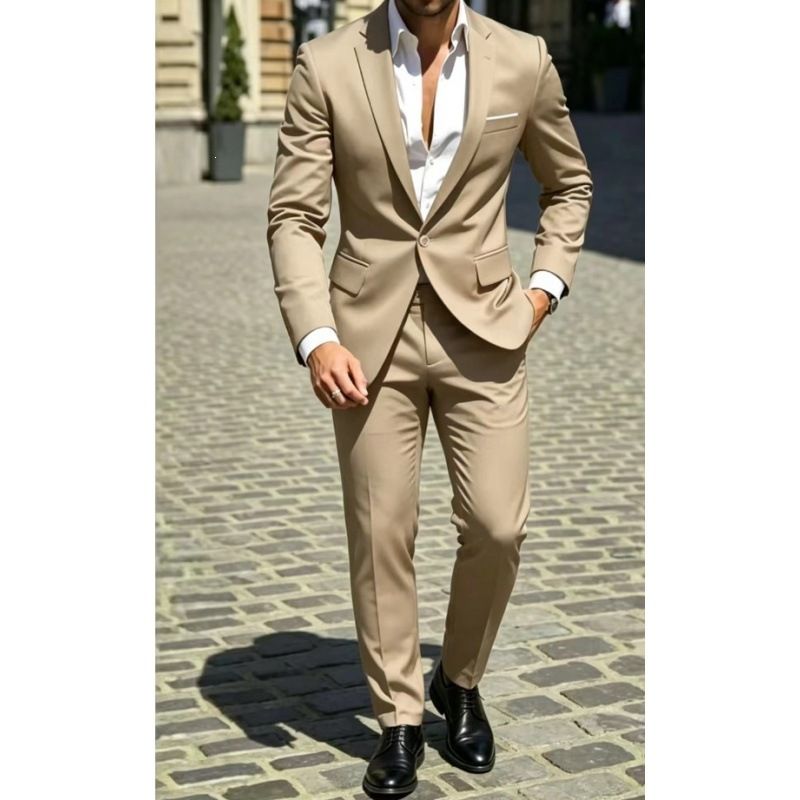 Men's Clothing Men's Single Breasted Business Professional Suit Best Man Groom Wedding Attire For Formal & Casual_viptrois.com