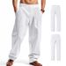 Cross-border European And American Vacation Men's Loose Linen Casual Wide-leg Trend Beach Sports Four-season Breathable Trousers_viptrois.com