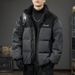 Men’s Winter Puffer Jacket – Slim Fit Stand Collar Coat With 90% White Goose Down (550FP, M-3XL) In Sage Grey/Black/Biscuit Brown_viptrois.com