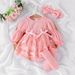 Mother & Kids Waffle Lantern Sleeve Mesh Romper With Crotch Opening Socks Headdress Sets_viptrois.com