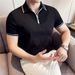 Men's Half Zip Short-Sleeved Polo Shirt Color-Block Ice Silk Stretch Casual Thin Top Recommended by Douyin And Xiaohongshu_viptrois.com