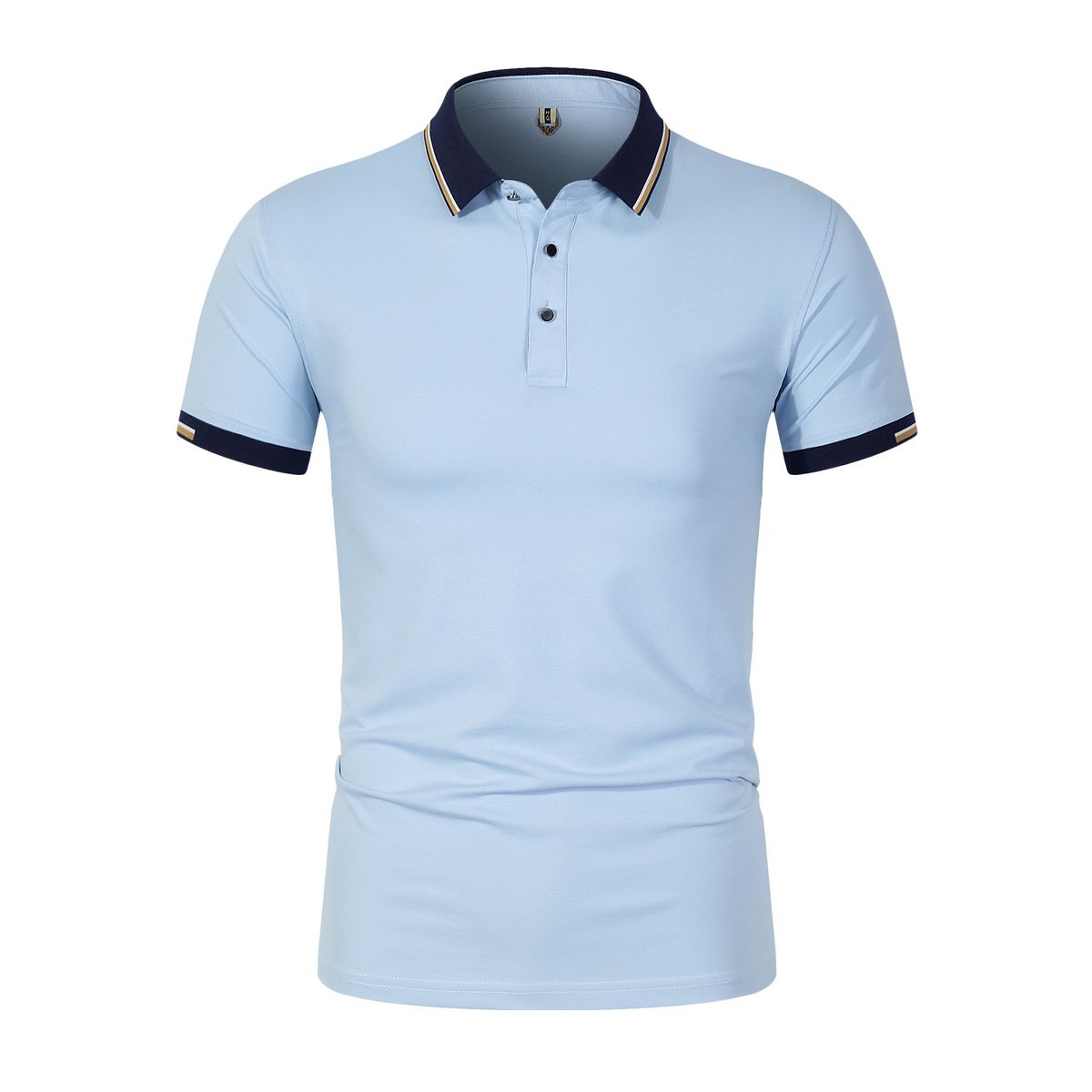 Men's Solid Color Polo Shirt Short Sleeve T-Shirt Fashionable Turn down Collar plus Size Casual Top for Men_viptrois.com