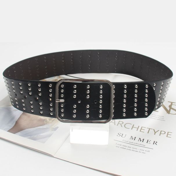 Punk Style Rivet Wide For Women Heavy Craft Design Sense Personality Waistband Decoration Dress Accessories Waist Belt_viptrois.com