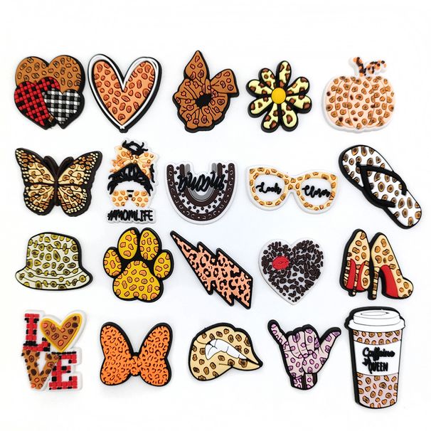 20 Sets Of Cartoon Leopard Print Shoes Flower Decorative Buckle Personalized DIY Student Garden Shoe Buckle Accessories_viptrois.com