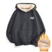 Imitation Cotton Lamb Wool Shoulder Hooded Drawstring Sweater_viptrois.com
