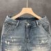 Men's High-End Ripped Denim Shorts Trendy Brand Thin Five Point Midweight Summer Style Loose Straight Leg mid Waist Pants_viptrois.com