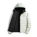 Unisex Lightweight Reversible Hooded Down Jacket For Outdoor Sports | Warm & Comfortable Winter Coat | Black/Tan, Mustard/Navy, Ivory/Black_viptrois.com