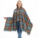 Unisex Retro mesh red blue plaid scarf women's shawl_viptrois.com