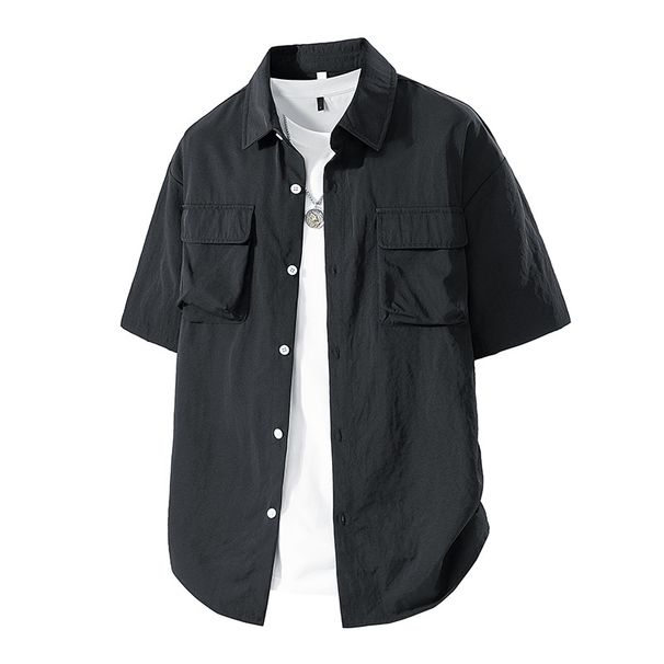 2026Youthful Style Men's Five-Sleeve Shirt, New Summer Trendy Brand Loose Fashionable Short-Sleeve Casual Work Shirt_viptrois.com
