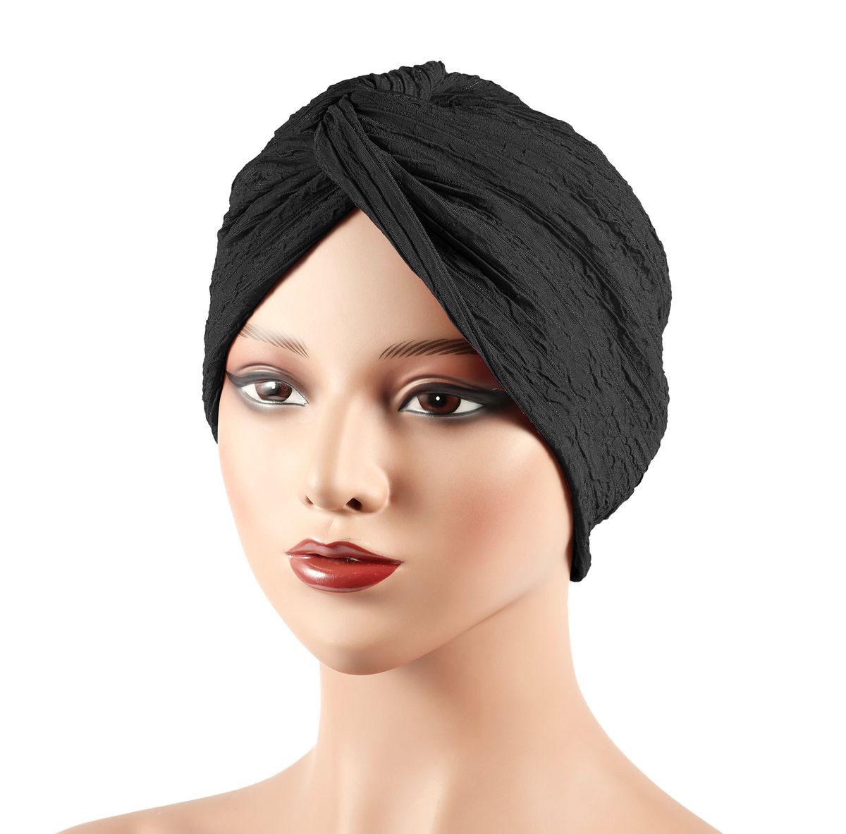New thickened elastic headscarf hat ethnic style cross twist hat fashionable and versatile headscarf warm hat_viptrois.com