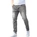 Men's Slim Fit Ripped Jeans | Distressed Skinny Denim Pants With Faded Wash | Stretch Comfort Tapered Leg For Casual Street Style_viptrois.com