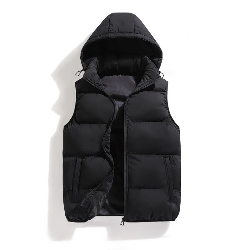 "Men's Fleece-Lined Hooded Vest, Winter Warm Zip-Up Puffer Gilet, Slim-Fit Casual & Outdoor Layering Piece (Black/Gray/Red/Green/Khaki/Navy)"_viptrois.com
