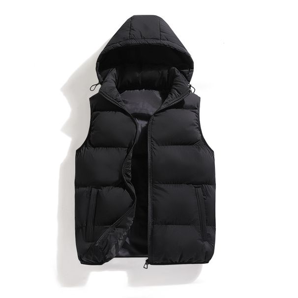 "Men's Fleece-Lined Hooded Vest, Winter Warm Zip-Up Puffer Gilet, Slim-Fit Casual & Outdoor Layering Piece (Black/Gray/Red/Green/Khaki/Navy)"_viptrois.com