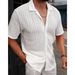 Men's Hollow Out Short Sleeve Shirt – Breathable & Stylish, V-Neck Casual (Black/Khaki/Bluish/Green/White, S-XXL)_viptrois.com