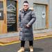 Men's Clothing Extra Long Down Coat For Big & Tall, 700 Fill Power White Duck Down, Waterproof Winter Jacket With Fox Fur Collar, Black & Grey_viptrois.com