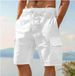 Men's Clothing Cargo Shorts Linen Shorts Summer Shorts Beach Elastic Waist Drawstring Multi Pockets Solid Color Pants_viptrois.com