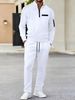 Men's Long Sleeve Checkered Polo Shirt - With Sleeve Zipper Detail (White/Dark Gray/Orange/Navy Blue/Light Gray/Black)_viptrois.com