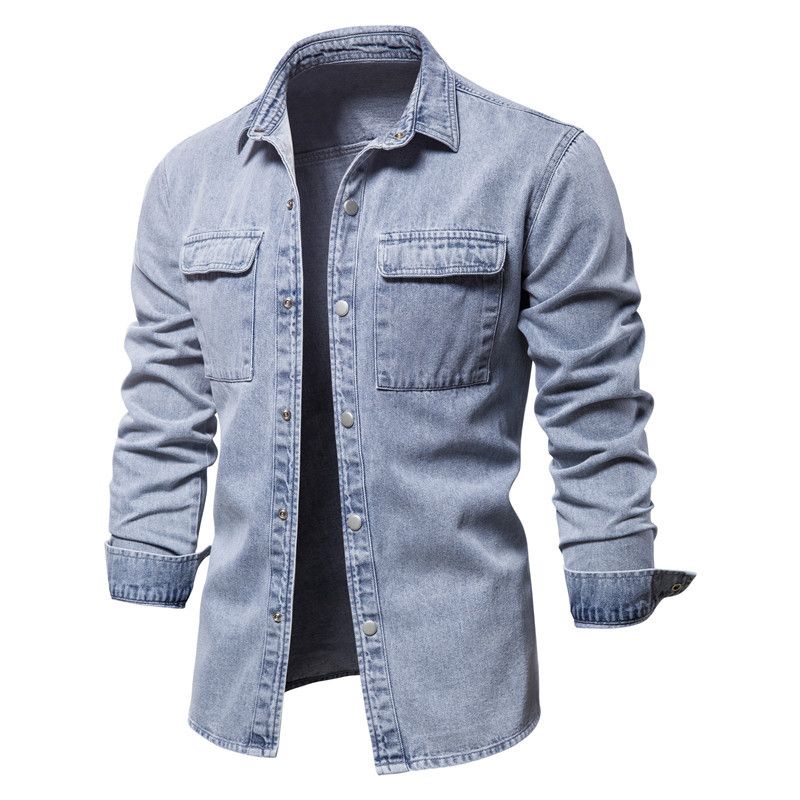 Man's clothing Denim Coat Jacket Trend Coat Casual wash denim top_viptrois.com