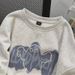 Pure Cotton American Loose Vibe College Style Ghost Crew Neck Sweater 2024 Autumn New Chic Lazy On Clothes_viptrois.com