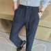 Summer Style Men's Casual Dress Pants Slightly Loose Fit Straight Leg Cotton Linen Blend Semi Elastic Waist_viptrois.com