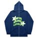New Trendy Loose LOVE Star 2 Print Versatile Long Zipper Hoodie Jacket Korean Style Hooded Outerwear_viptrois.com