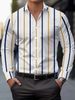 Hot Selling Men's Casual Shirt With Lapel In Spring And Autumn, Thin Style, Multi Color Line Design, Comfortable And Breathable_viptrois.com