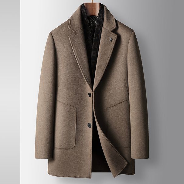 Men's Clothing autumn and winter suit collar detachable Silk cotton vest youth business double sided woolen casual jacket_viptrois.com