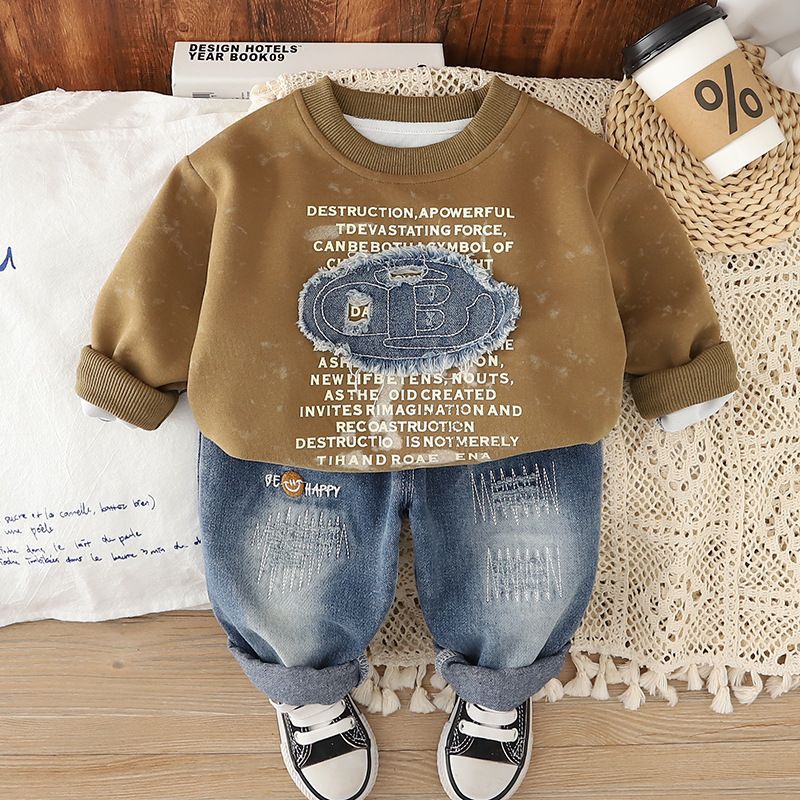 "Soft Cotton Kids Hoodie & Pants Set - Unisex Toddler Outfit With Cute Animal Prints, Long Sleeve, Comfy Casual Wear For Boys & Girls (80-120cm)"_viptrois.com