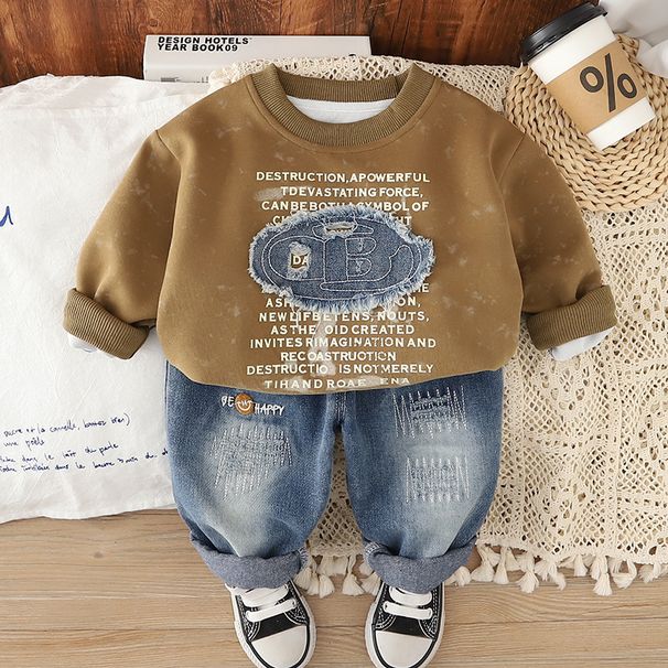 "Soft Cotton Kids Hoodie & Pants Set - Unisex Toddler Outfit With Cute Animal Prints, Long Sleeve, Comfy Casual Wear For Boys & Girls (80-120cm)"_viptrois.com