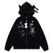 Men's Clothing Cute Cat Print Hoodie Women's Autumn New Y2K Loose Homewear Zipper Jacket_viptrois.com