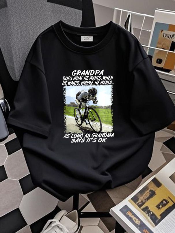 The Cycling Grandpa Front T-Shirt Homme Versatile Streetwear Graphic Soft Fashion Casual Unisex Comfortable Summer Designer Clothes Slightly_viptrois.com