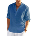 New Men's Solid Color Loose Spring T-shirt Long Sleeve Cotton Linen Shirt Plus Size Shirts Men_viptrois.com