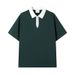 Pearl Cotton Half-zipper Men's Shirt Trendy Brand Loose Contrasting Color Short-sleeved Paul Couple Shirt Trendy Contrasting Color_viptrois.com