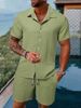 Men's Clothing Summer Casual Loose Short Sleeved Shorts Solid Color Sports Suit_viptrois.com