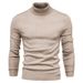 Pure Autumn Winter New Solid Color Pullover Export High Neck Men's Casual Knitted Cross-Border Sweater_viptrois.com