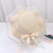 Wide Brim Bowknot Ribbon Beach For Women Summer Outdoor Sunshade Fashion Round Top Straw Hat Trendy_viptrois.com