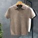 Men's Clothing Simple Casual Lapel Knitted Polo Shirt Summer Youth Fashion Personality Cuban Collar Short Sleeved T Shirt_viptrois.com