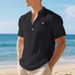 Cross-border Independent Station New American Linen Men's T-shirt Casual Fit Stand-up Collar Commuter Tooling Short-sleeved Henry Shirt_viptrois.com