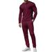Men's Waffle Knit Henley Shirt & Pants Set - Long Sleeve High Neck Two-Tone Button Fall Outfit (Khaki, White, Gray, Burgundy, Dark Green) S-XXXL_viptrois.com