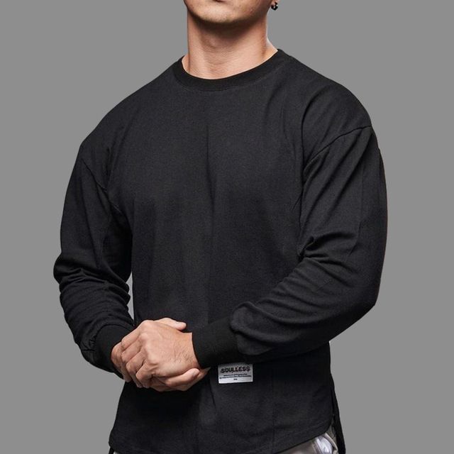 Men's Long Sleeved Fitness Shirt Muscular Stylish Solid Color Versatile Casual for Running Basketball And Training_viptrois.com