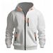 "Men's Fleece-Lined Zip-Up Hoodie - Warm Winter Sweatshirt With Multiple Pockets, Relaxed Fit Cardigan Jacket For Casual Wear"_viptrois.com