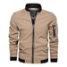 Men's Clothing Men's Slim Fit Lightweight Baseball Jacket With Stand Collar - Casual Outerwear In Solid Colors (Navy, Black, Army Green, Red, Khaki)_viptrois.com