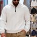 Men's Textured Cable Knit Heavyweight Zip-Up Stand Collar Sweatshirt – Relaxed Fit Long Sleeve Pullover (S-XXXL, Multiple Colors)_viptrois.com