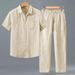 Men's Cotton Linen Two Piece Set Thin Casual Simple Retro Chinese Style Shirt And Trousers_viptrois.com